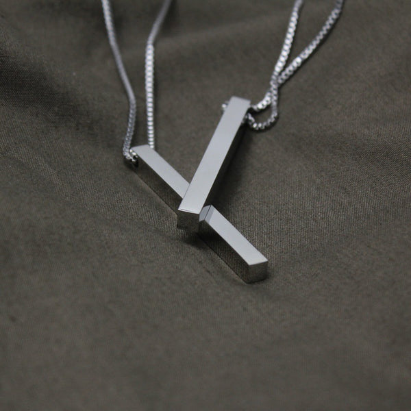 Titanium Steel Box Chain with Bar Pendant view 4