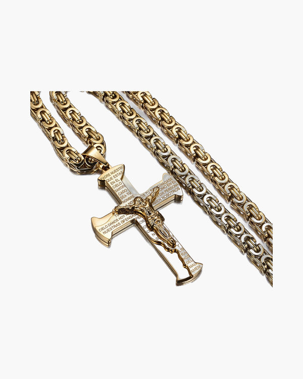 Titanium Steel Byzantine Chain with Crucifix Pendant view 3