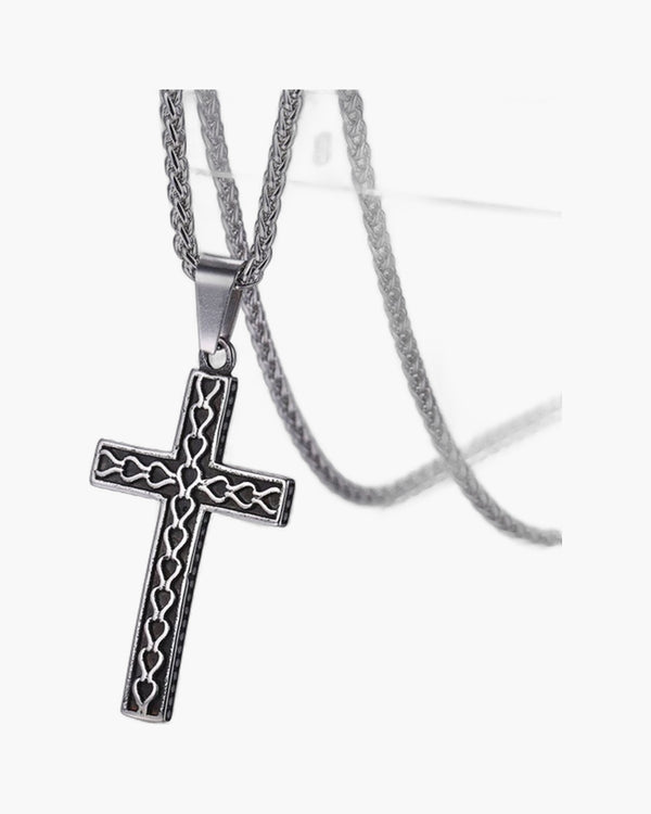 Textured Cross Pendant Necklace view 7