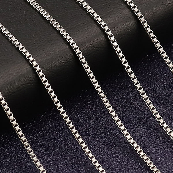 Box Chain Necklace in Titanium Steel view 2