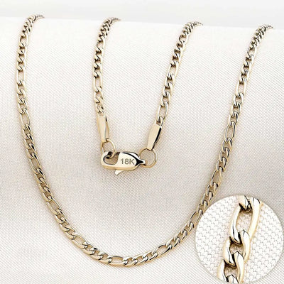 Gold Figaro Chain Necklace in Multiple Widths