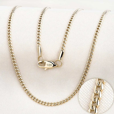18K Gold Plated Cuban Link Chain Necklace in Five Widths