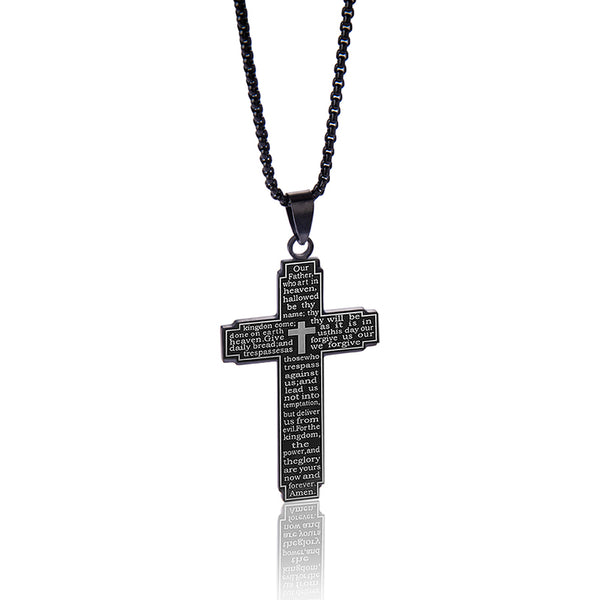 Lord's Prayer Cross Pendant Necklace view 7