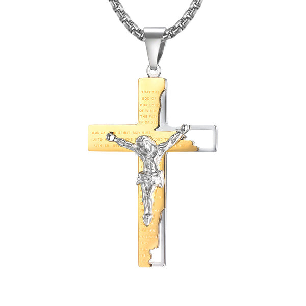 Crucifix Pendant Necklace in Titanium Steel view 8