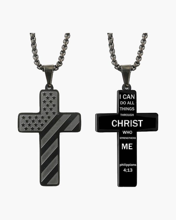 Flag Pattern Cross Pendant Necklace view 8