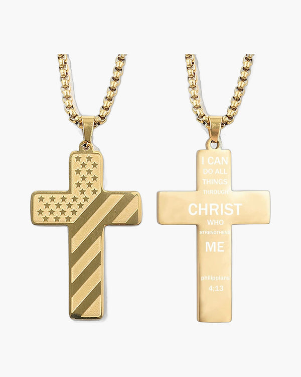Flag Pattern Cross Pendant Necklace view 9