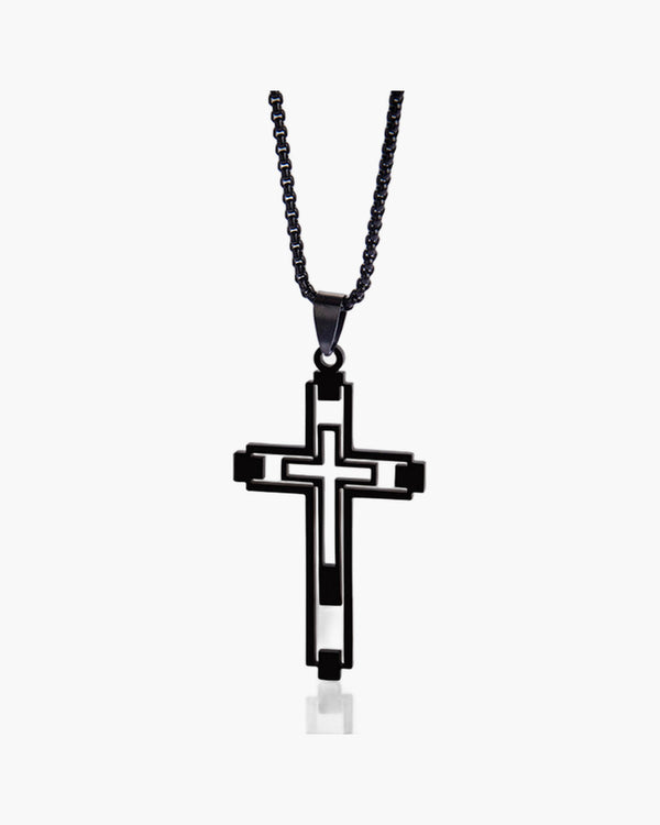Hollow Double Cross Pendant Necklace view 3