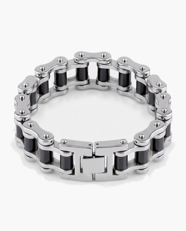 Marco Maveri Bicycle Chain Link Bracelet, Black / Silver