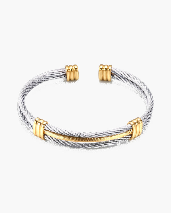 Marco Maveri Cable Cuff Bracelet, Silver / Gold