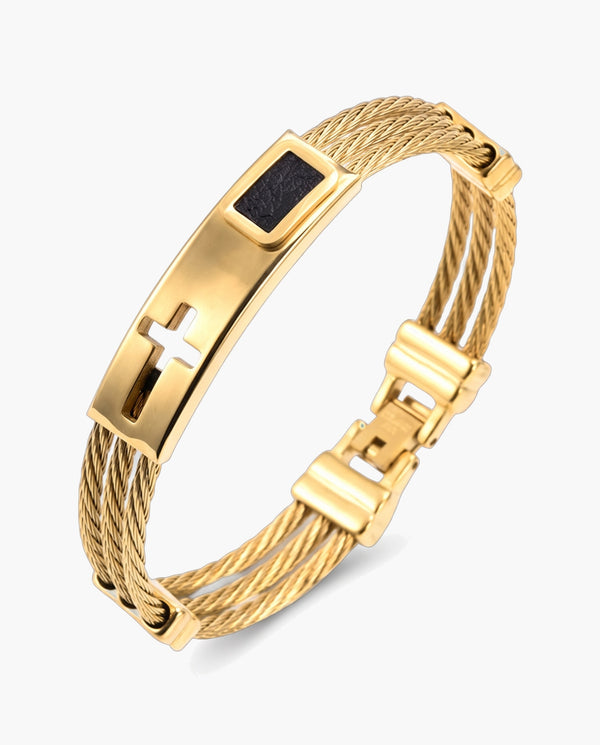 Marco Maveri Cross Inlay Titanium Steel Bracelet, Gold