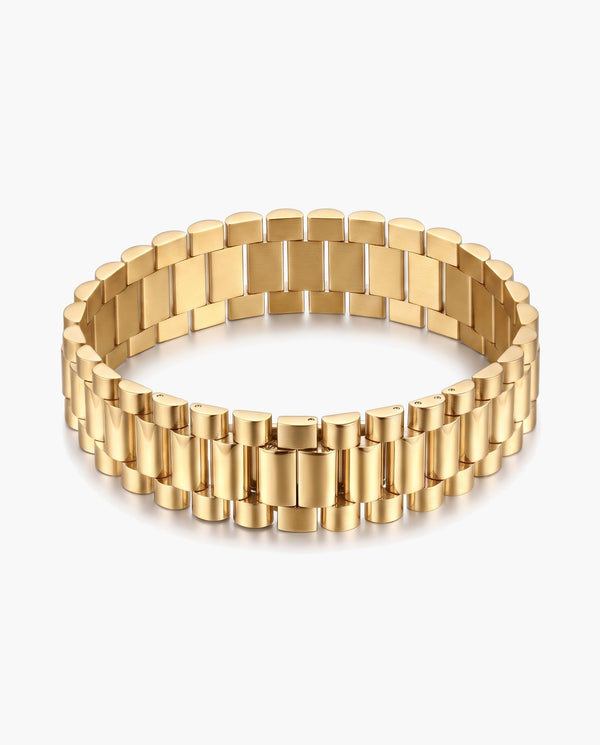 Marco Maveri Geometric Link Bracelet in Titanium Steel, Gold, 12 mm wide