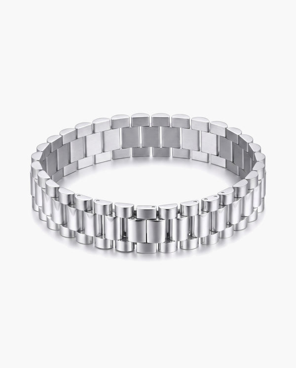 Marco Maveri Geometric Link Bracelet in Titanium Steel, Silver, 10 mm wide