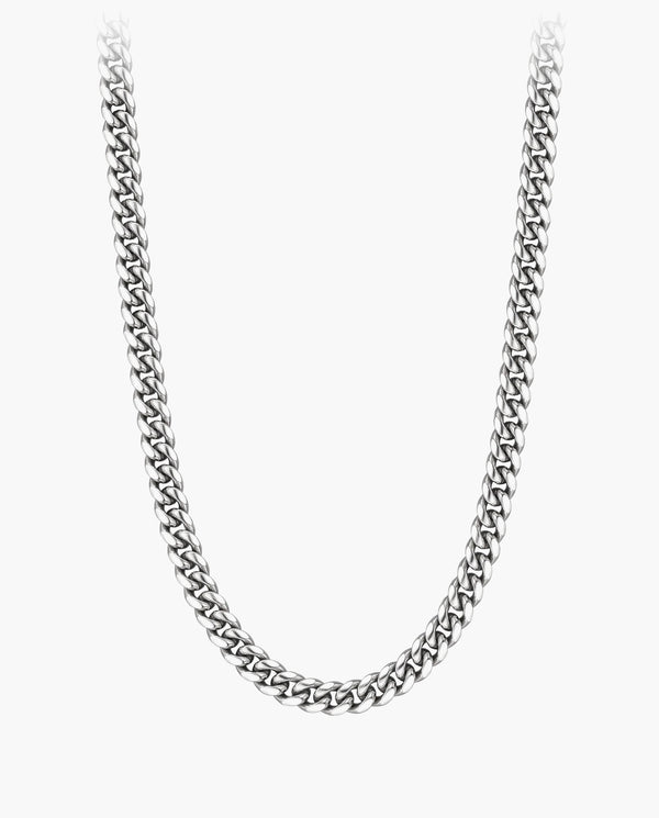 Marco Maveri Heavy Curb Chain Necklace, Silver, 6 mm wide