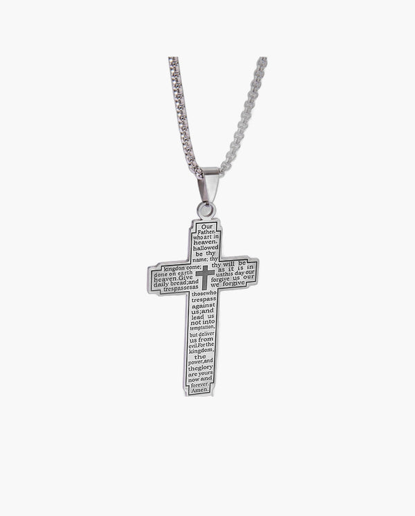 Marco Maveri Lord's Prayer Cross Pendant Necklace, Silver