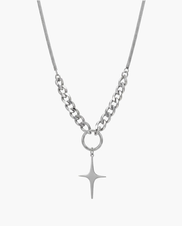 Marco Maveri Mixed Chain with Four-Point Star Pendant, Silver