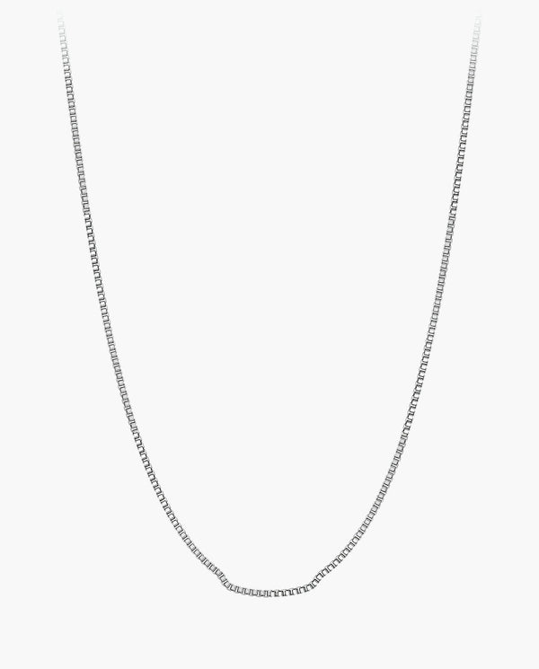 Marco Maveri Stainless Steel Box Chain Necklace, Silver, 1.2 mm wide