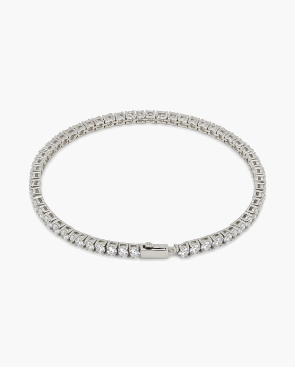 Marco Maveri Tennis Bracelet with Cubic Zirconia, Silver, 3 mm wide