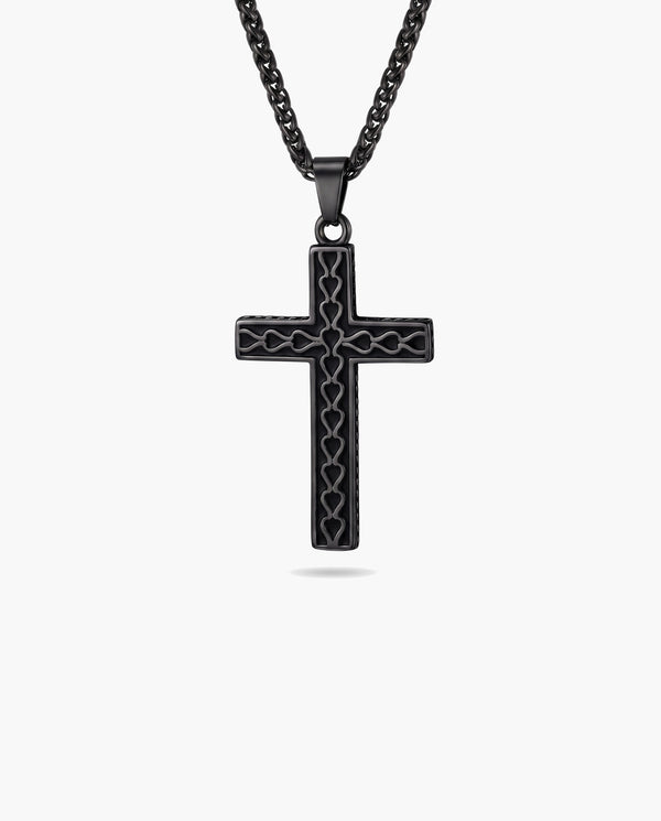Marco Maveri Textured Cross Pendant Necklace, Black