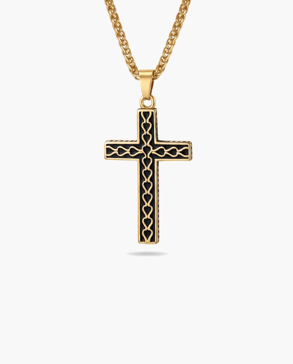 Marco Maveri Textured Cross Pendant Necklace, Gold