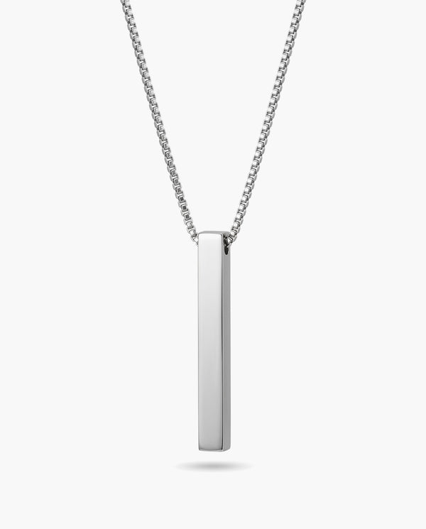 Marco Maveri Titanium Steel Box Chain with Bar Pendant, Silver
