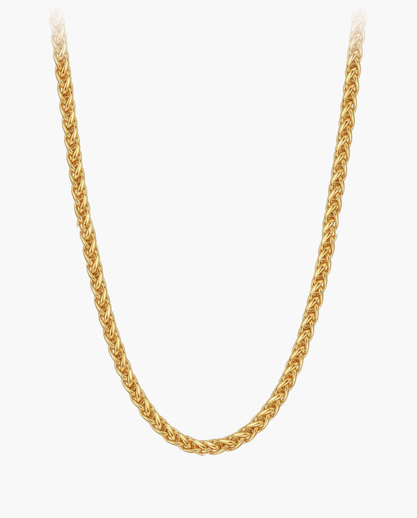 Marco Maveri Titanium Steel Wheat Chain Necklace, Gold, 5 mm wide