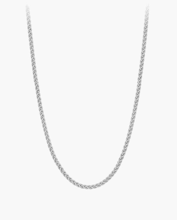 Marco Maveri Titanium Steel Wheat Chain, Silver, 3 mm wide