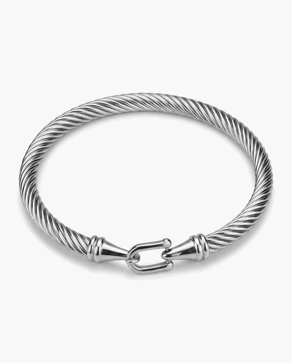 Marco Maveri Twisted Steel Hook Bangle, Silver
