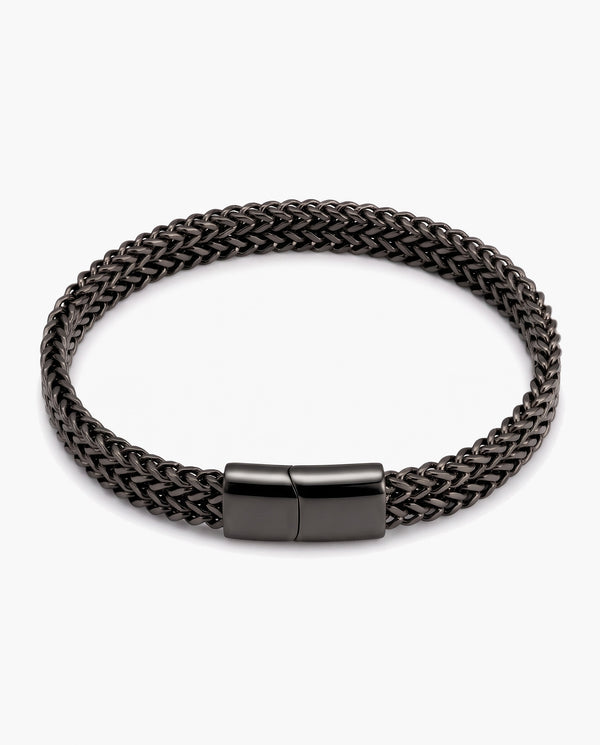 Marco Maveri Wheat Link Bracelet with Magnetic Clasp, Black