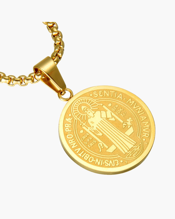 Saint Benedict Medallion Box Chain Necklace view 4