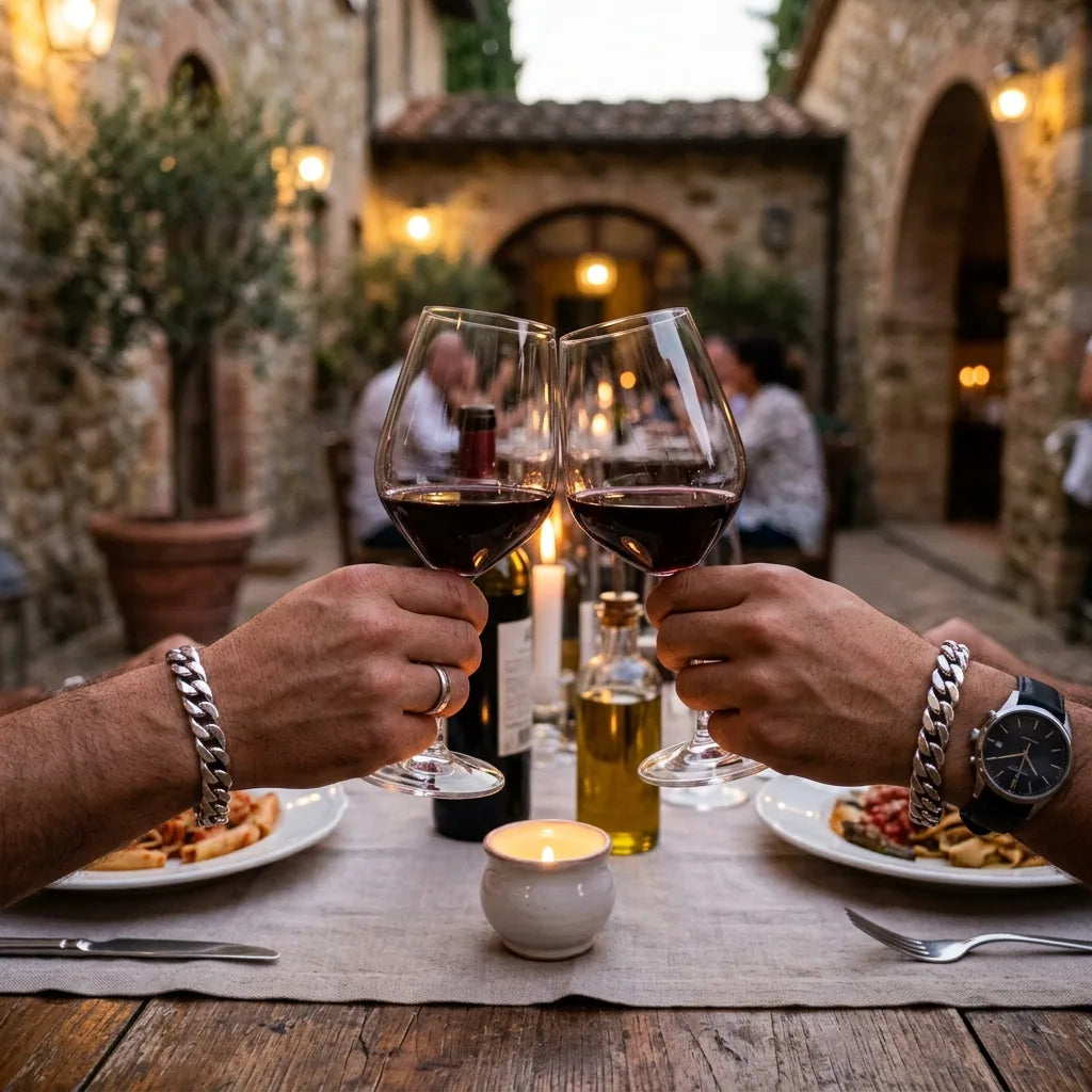 Silver bracelets toast dinner