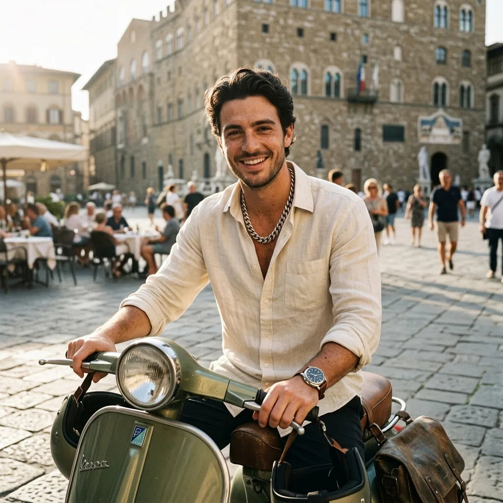 Man Vespa Florence piazza