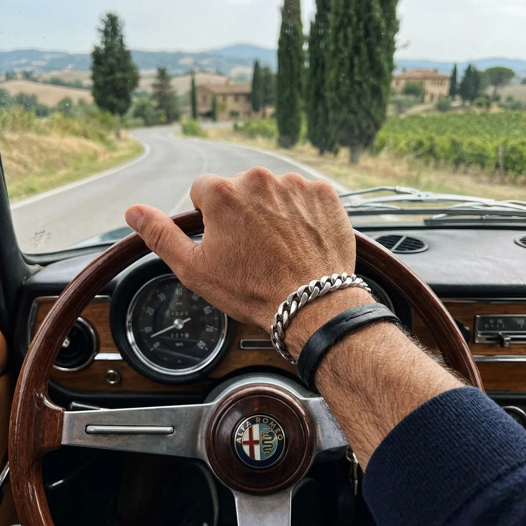 Silver curb bracelet Alfa Romeo Tuscany