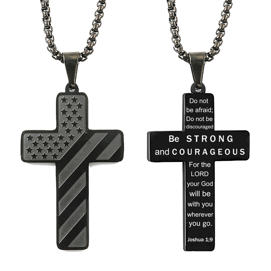 Flag Pattern Cross Pendant Necklace view 17