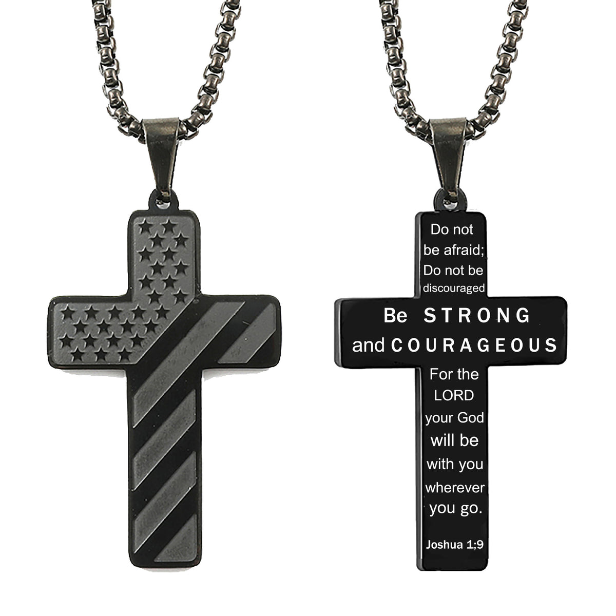 Flag Pattern Cross Pendant Necklace view 17