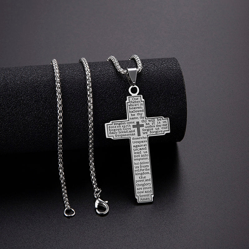 Lord's Prayer Cross Pendant Necklace view 4