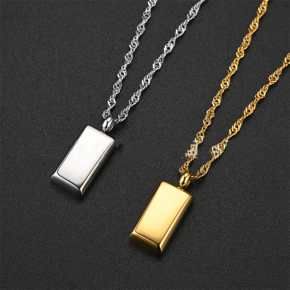 Rectangular Bar Pendant Necklace