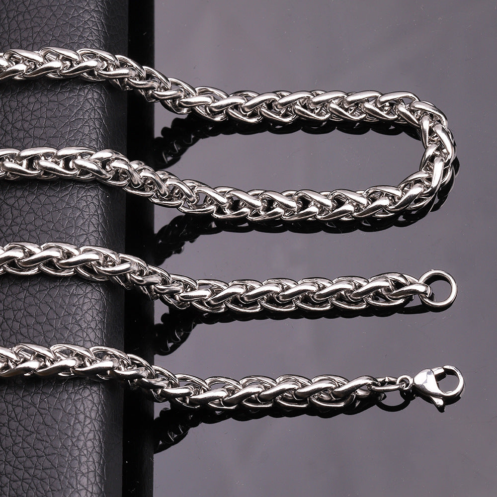 Wheat Link Chain in Titanium Steel view 5