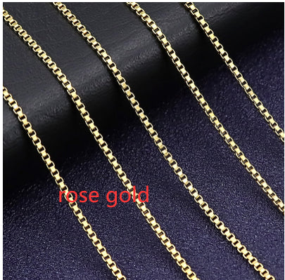 Box Chain Necklace in Titanium Steel view 4
