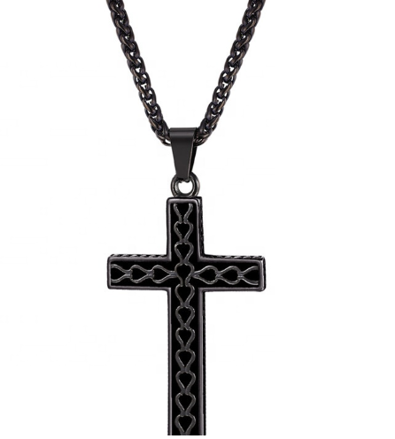 Textured Cross Pendant Necklace