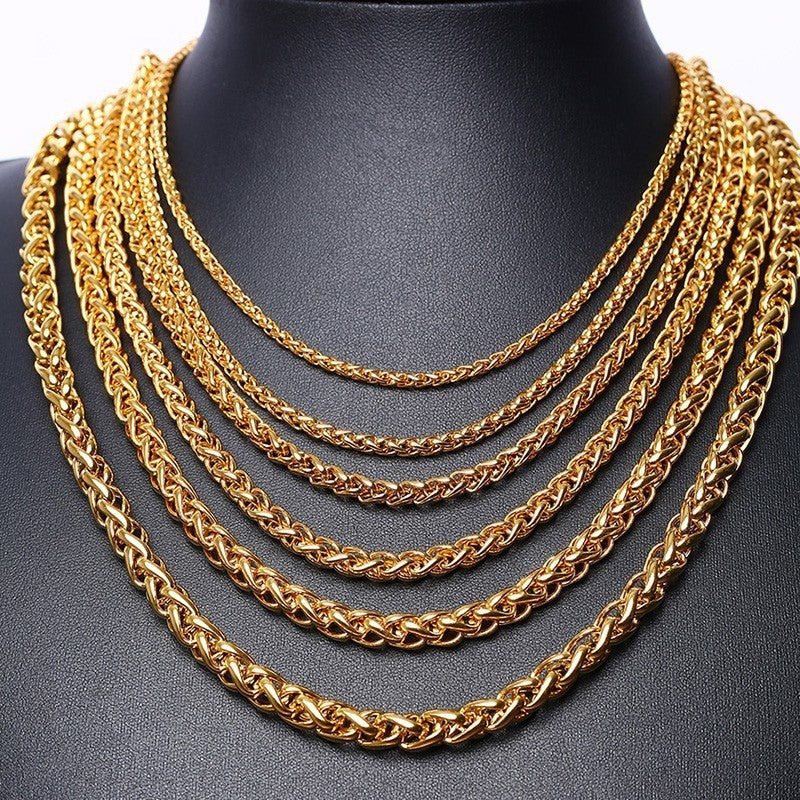 Titanium Steel Wheat Chain Necklace