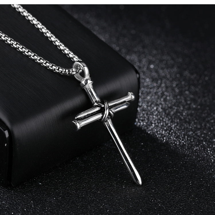 Nail Cross Pendant Necklace