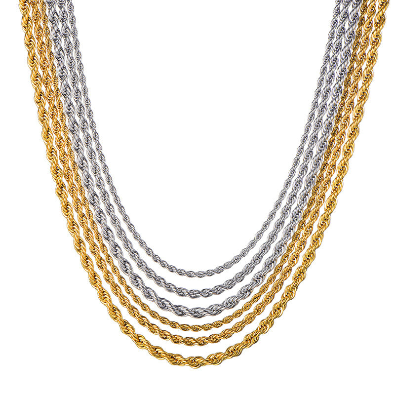 Rope Chain Necklace in Stainless Steel view 3