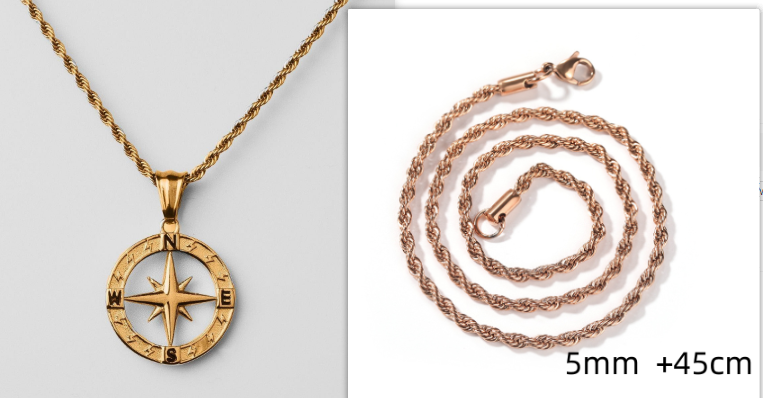 Compass Pendant Rope Chain Necklace view 10