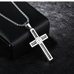 Cross Pendant Necklace with Cable Inlay view 6
