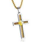 Cross Pendant Necklace with Cable Inlay view 3