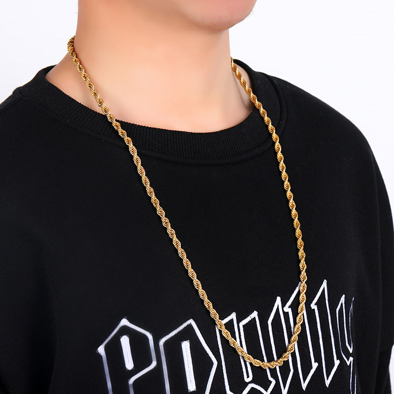 Rope Chain Necklace in Stainless Steel view 5