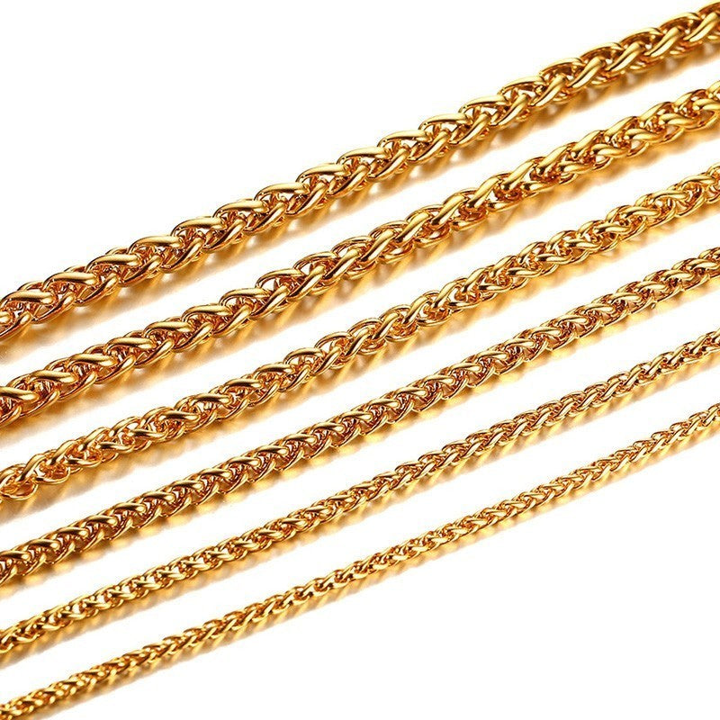 Titanium Steel Wheat Chain Necklace view 2