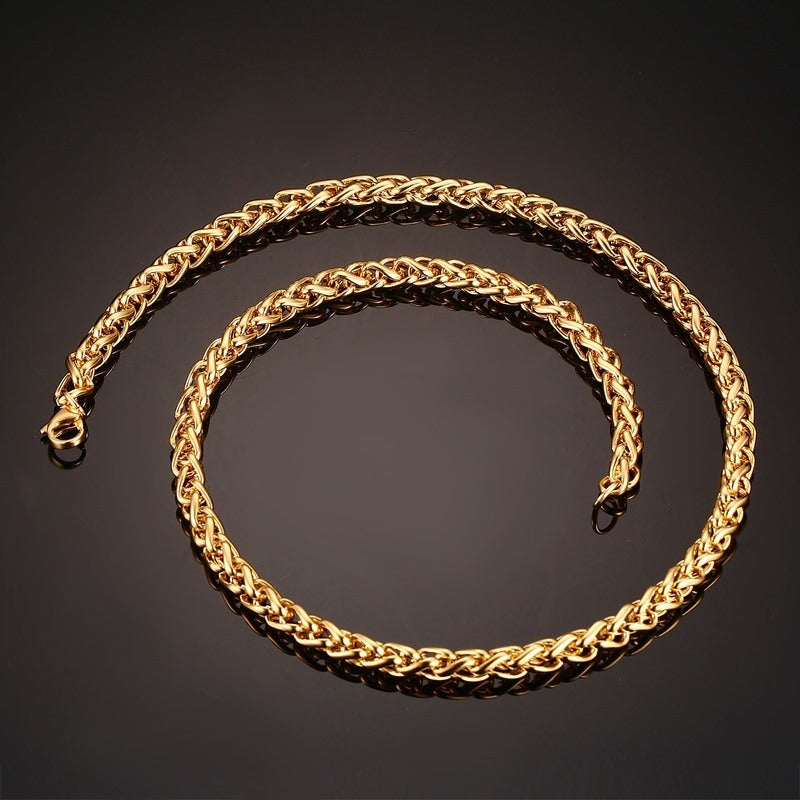 Titanium Steel Wheat Chain Necklace view 6