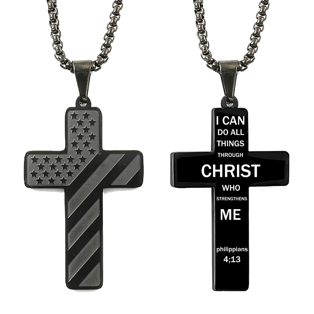 Flag Pattern Cross Pendant Necklace view 22