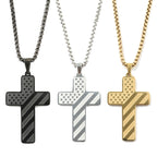 Flag Pattern Cross Pendant Necklace view 13
